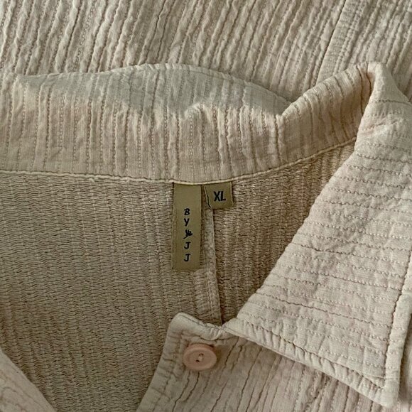 By JJ Long Sleeve Button Up Cream Colored Heavy Cotton Women's Top XL NEW NWT - Picture 9 of 9